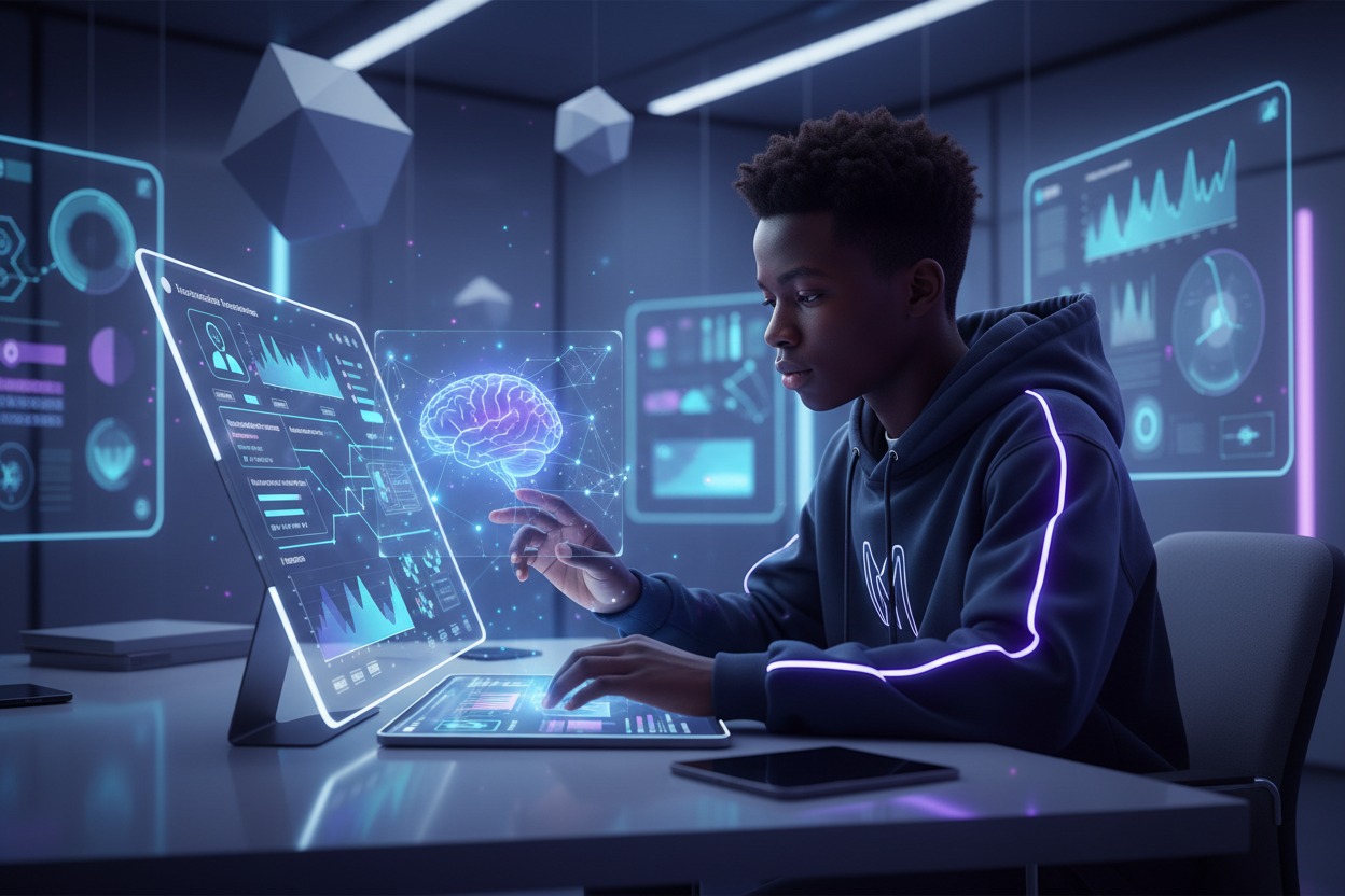 kid using ai powered device
